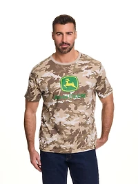 John Deere Men’s Camo Printed Logo Graphic Short Sleeve Tee