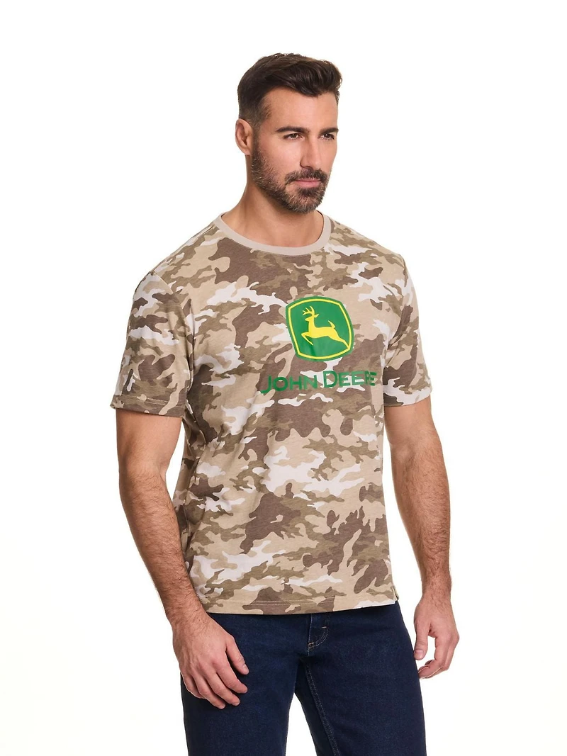 John Deere Men’s Camo Printed Logo Graphic Short Sleeve Tee
