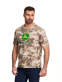 John Deere Men’s Camo Printed Logo Graphic Short Sleeve Tee