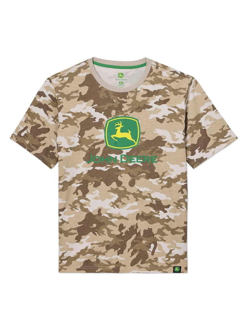 John Deere Men’s Camo Printed Logo Graphic Short Sleeve Tee