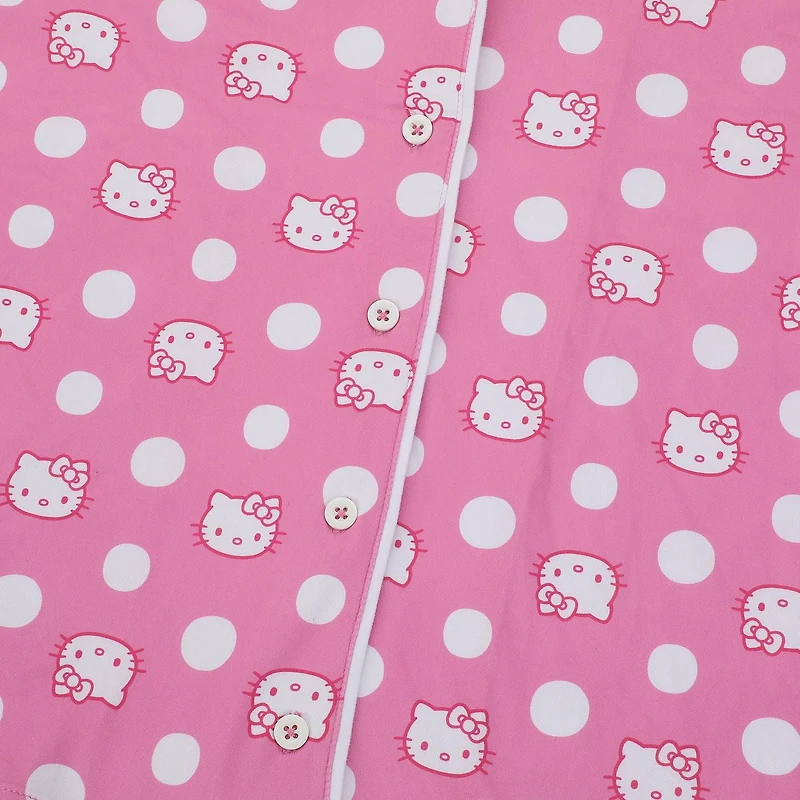 Women's Hello Kitty Pink Button-Up Shirt & Shorts Sleep Set - Online Exclusive