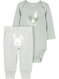 Carter's Child of Mine Ensemble body et pantalon unisexe pour bébé - Vert My First Easter