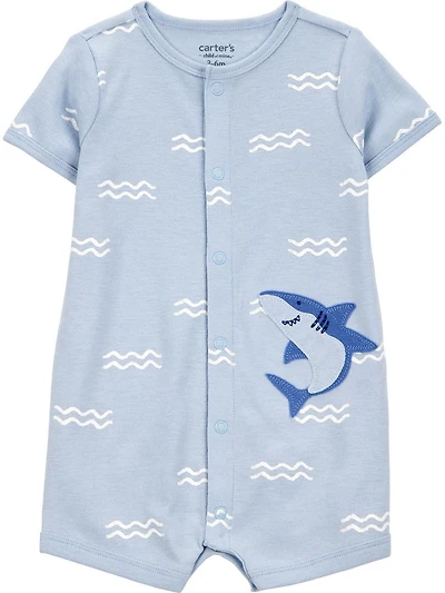 Carters Child of Mine Infant Boy 1pc Romper-Blue Shark