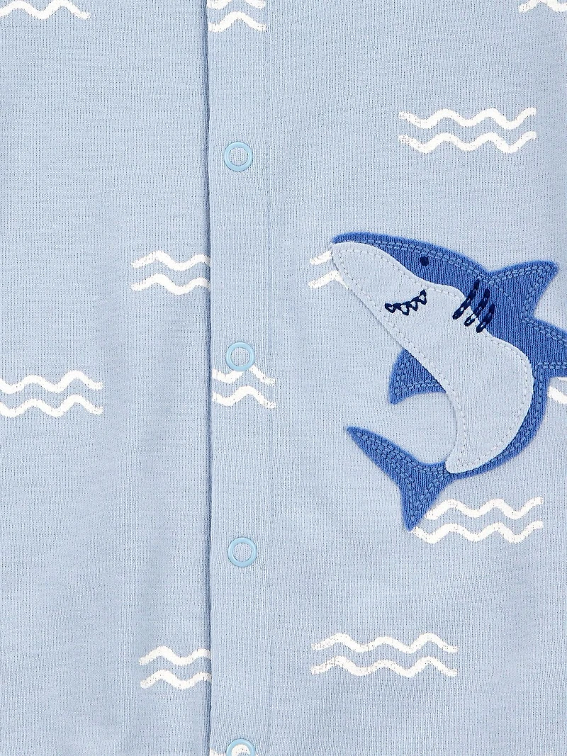 Carters Child of Mine Infant Boy 1pc Romper-Blue Shark