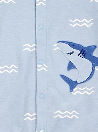 Carters Child of Mine Infant Boy 1pc Romper-Blue Shark