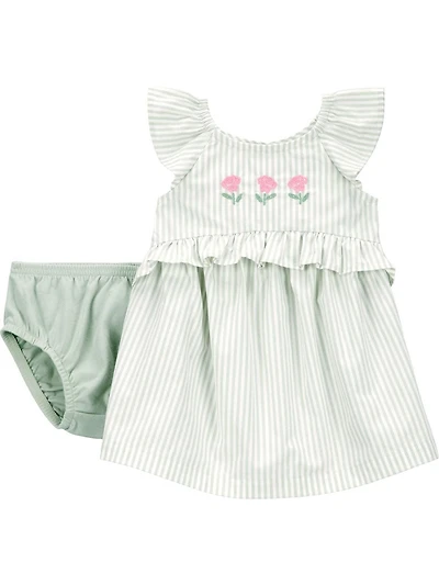 Carter's Child of Mine Baby Girls' Green and Gray Dress