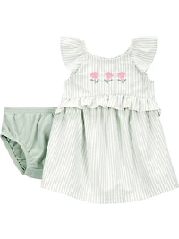 Carter's Child of Mine Baby Girls' Green and Gray Dress