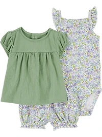 Carter's Child of Mine Baby Girls' Green Floral Diaper Cover Set