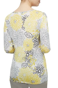 Alia Women's 3/4 Sleeve Print Scoop Neck Top