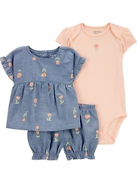 Carter's Child of Mine Ensemble de couvre-couches en chambray tulipe pour bébé fille