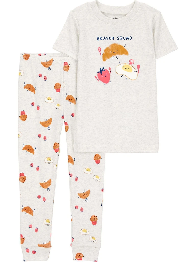 Carter's Child of Mine Baby and Toddler Boys' and Girls' Brunch Squad 2-Piece Cotton Pajama Set