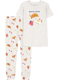 Carter's Child of Mine Baby and Toddler Boys' and Girls' Brunch Squad 2-Piece Cotton Pajama Set
