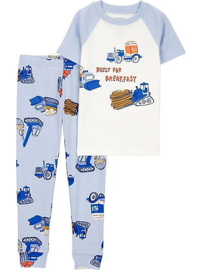 Carter's Child of Mine Baby and Toddler Boys' Construction Breakfast 2-Piece Cotton Pajama Set, Sizes 6-9M - 5T
