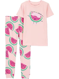 Carter's Child of Mine Baby and Toddler Girls' Watermelon 2-Piece Cotton Pajama Set