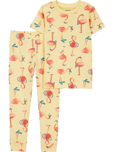 Carter's Child of Mine Baby and Toddler Girls' Flamingo 2-Piece Cotton Pajama Set, Sizes 6-9M - 5T