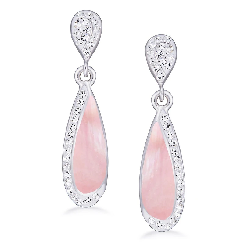 Quintessential Sterling Silver Crystal with Pink Teardrop Earrings