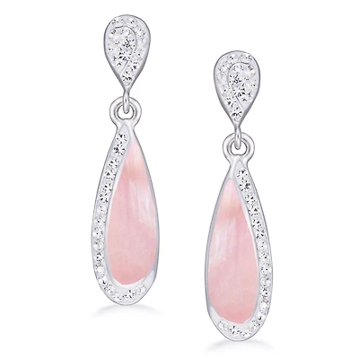 Quintessential Sterling Silver Crystal with Pink Teardrop Earrings