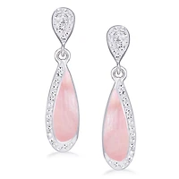 Quintessential Sterling Silver Crystal with Pink Teardrop Earrings