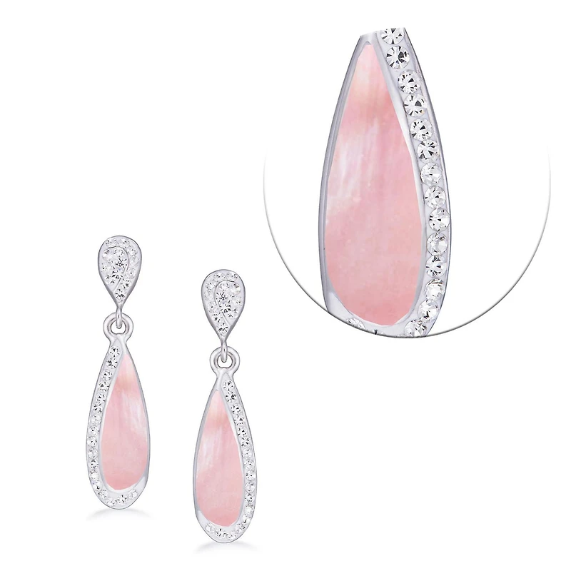 Quintessential Sterling Silver Crystal with Pink Teardrop Earrings