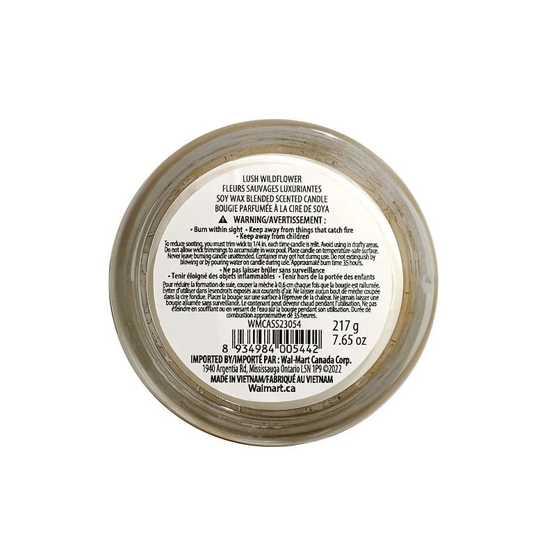 Botanical Light 7.65oz Lush Wildflower Soy Wax Blended Scented Candle, · 7.65oz<br>· 217g<br>· pack # 1
