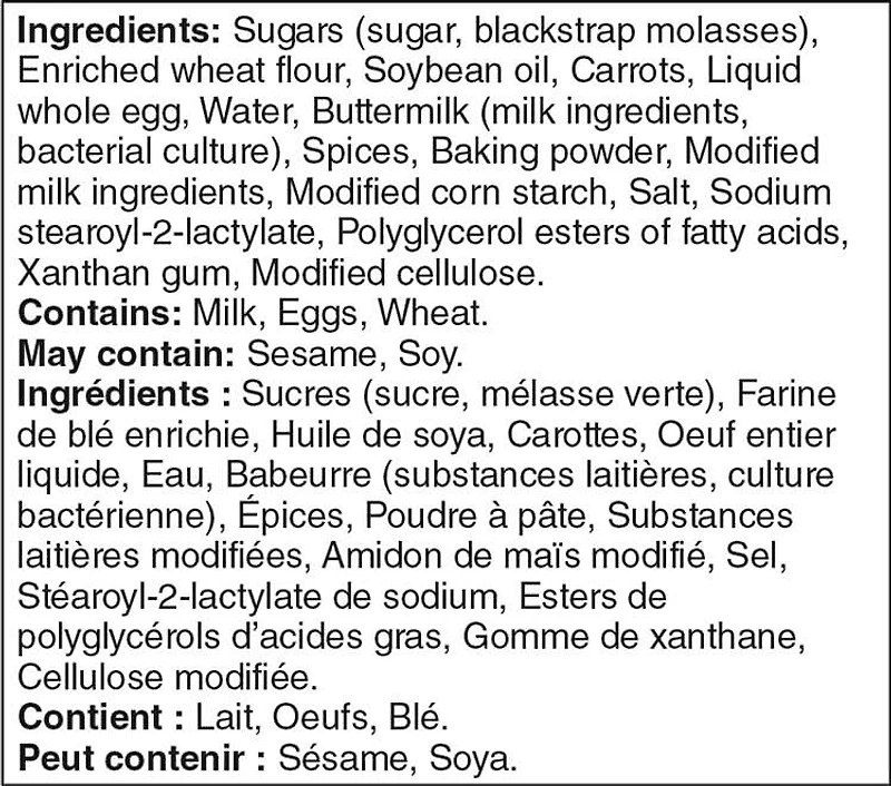 Mini muffins aux carottes Mon mon marché fraîcheur 12 muffins, 336 g au total