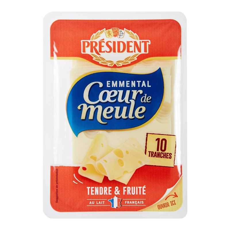 Tranches de fromage Emmental naturel Président 150g