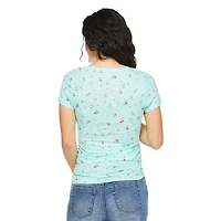 T-shirt à manches courtes et encolure en V Paisley Sky Maternité