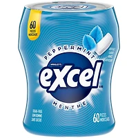 EXCEL, Peppermint Flavoured Sugar Free Chewing Gum, 60 Pieces, 1 Bottle, 1 Bottle, 60 Pellets