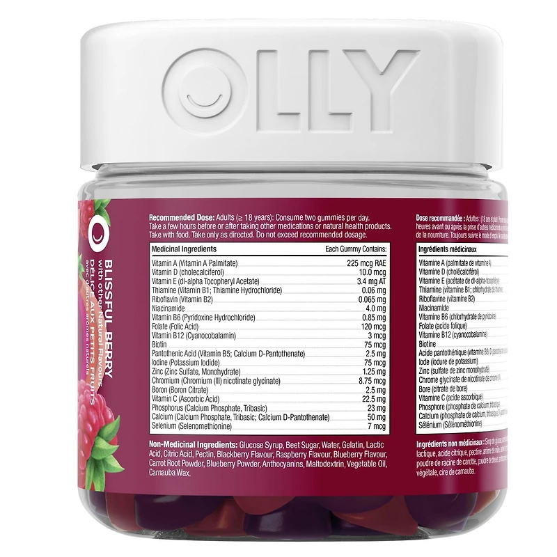 Vitamine Olly Délices aux petits fruits pour femmes 45 jours de vitamine