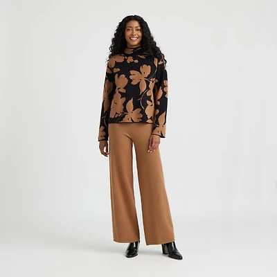 Mexx Women’s Long Sleeve Funnel Neck Intarsia Sweater