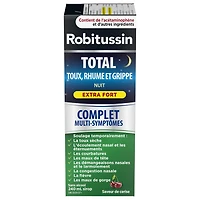 Sirop Robitussin Total Toux, rhume et grippe Extra fort Nuit, sans alcool, 240 ml 240 ml
