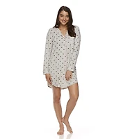 U.S. Polo Assn. Women's Pajama Long Sleeve Notch Collar Knit Nightshirt