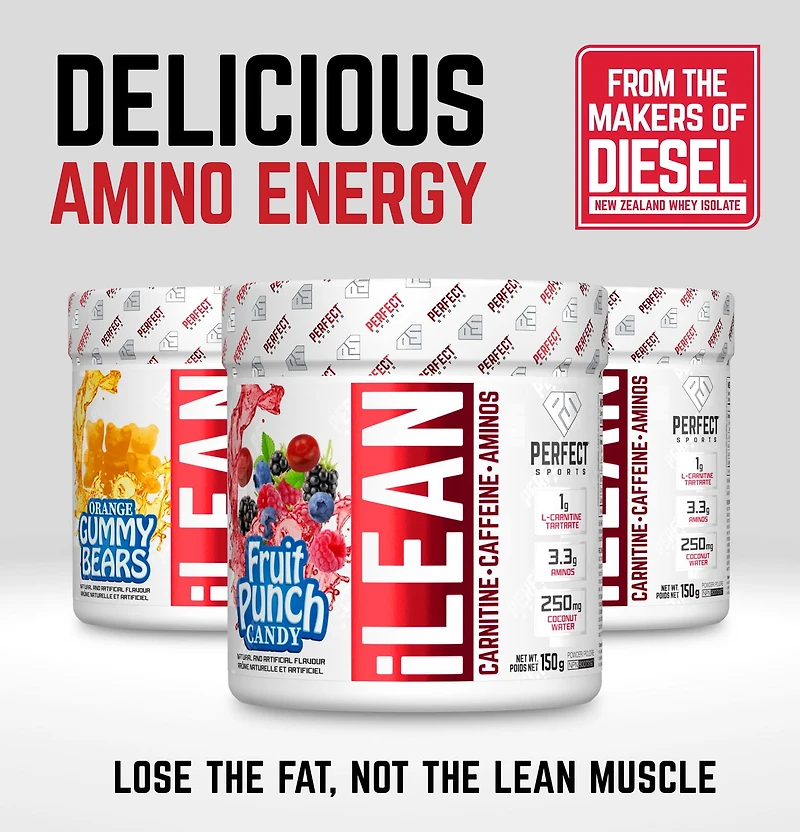 PERFECT Sports - iLean Weight Loss + Energy with Caffeine, L-Carnitine & Taurine - Orange Gummy Bears, 30 servings