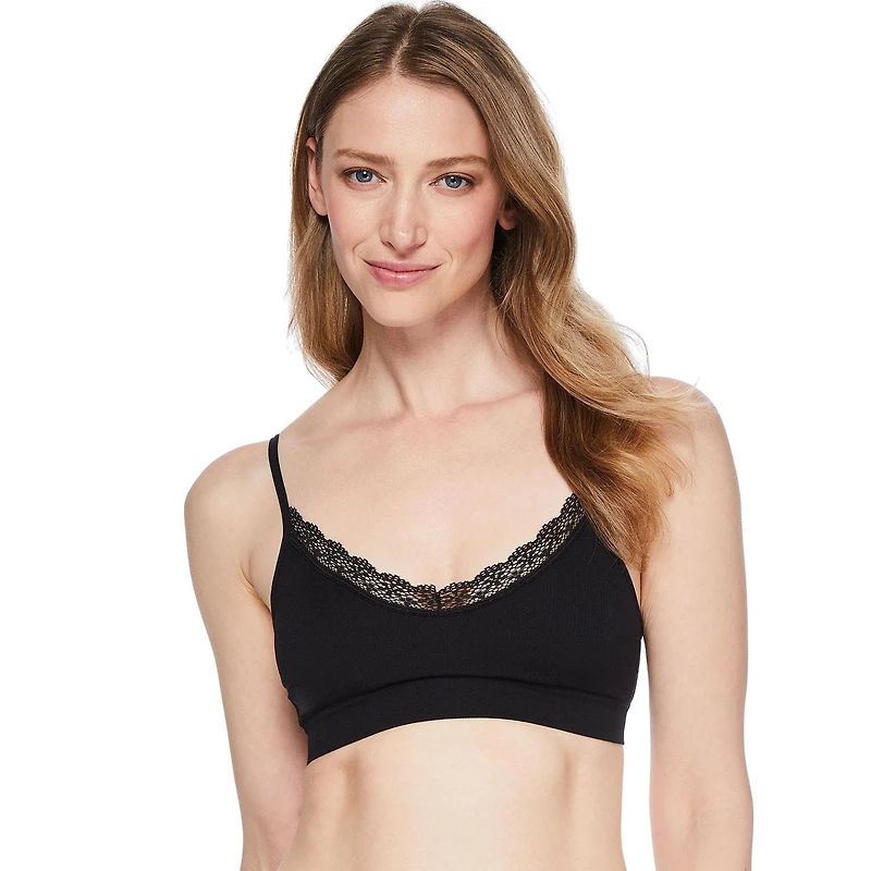 George Women's Seamless Bralette with Lace Trim, Sizes S-XXL