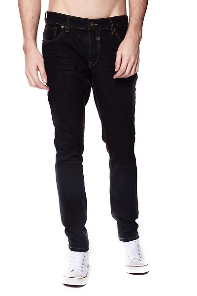 Jeaniologie ™ Jean coupe étroite 5 poches pour homme | Délavé bleu-noir 28 - 38