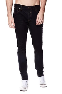 Jeaniologie ™ Jean coupe étroite 5 poches pour homme | Délavé bleu-noir 28 - 38