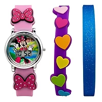 Minnie Mouse Kids Laser Rubber LCD Watch With Bracelet Set