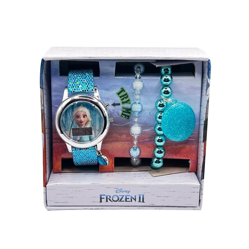 Ensemble de montres ACL avec cadran clignotant et bracelet Reine des neiges 2 pour enfants