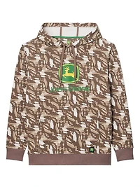 John Deere Men’s Core Logo Pull Over Fleece Hoodie Graphic Camo Print,