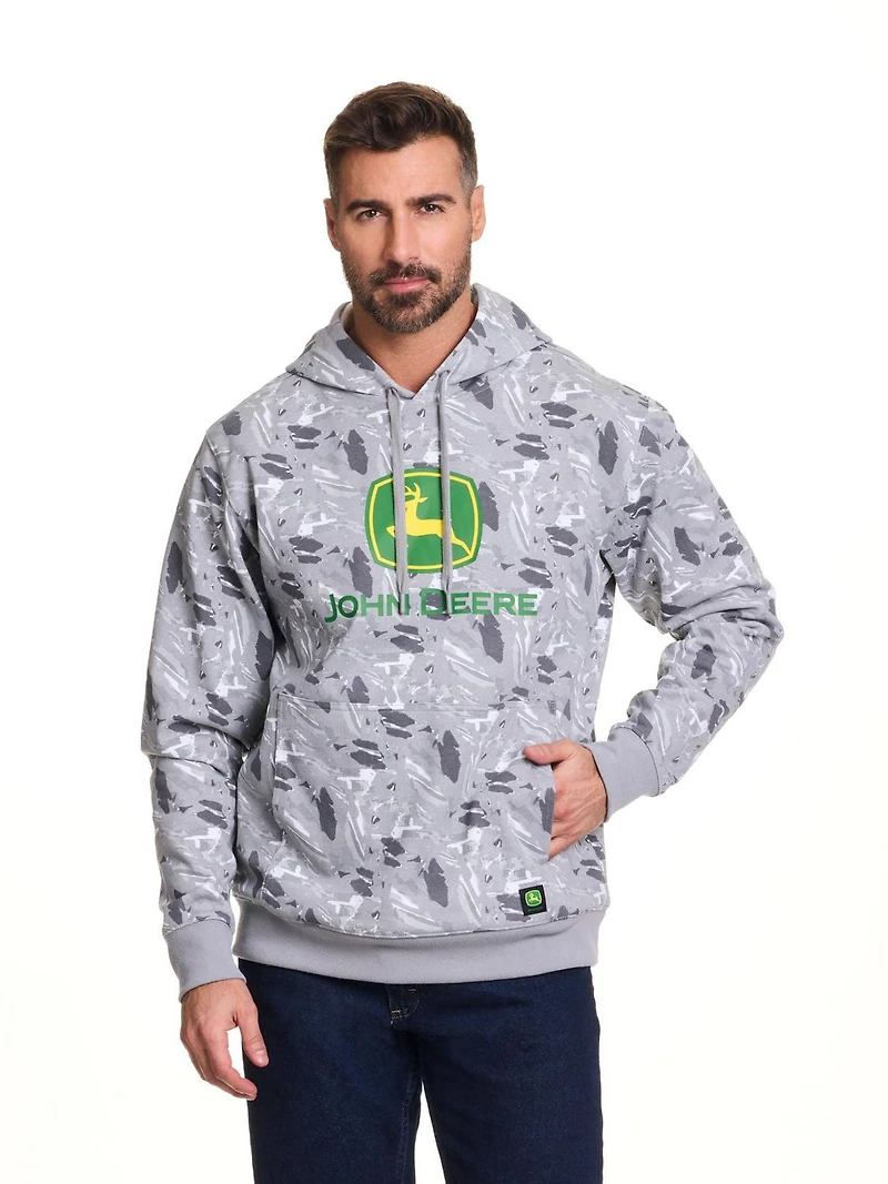 John Deere Men’s Core Logo Pull Over Fleece Hoodie Graphic Camo Print