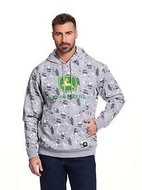 John Deere Men’s Core Logo Pull Over Fleece Hoodie Graphic Camo Print