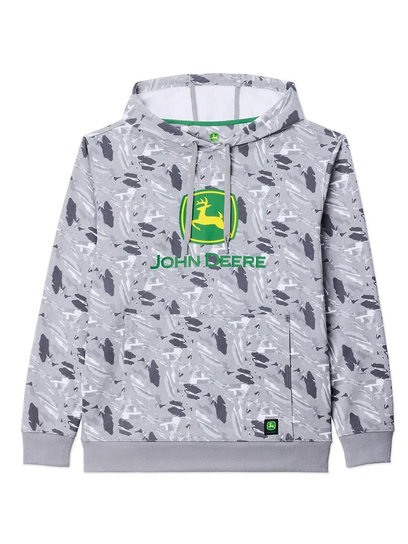 John Deere Men’s Core Logo Pull Over Fleece Hoodie Graphic Camo Print