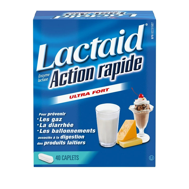 Lactaid Fast Acting Caplets - Lactose Enzyme Break Down - Gas, Bloating or Diarrhea - Milk & Dairy, 40 Caplets