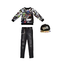 Boys Mini Pop Kids Rocker Street Denim Charcoal Jeans