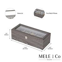 Mele and Co Nolan Grey Woodgrain Watch Storage with Glass Lid