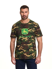 John Deere Men’s Camo Printed Logo Graphic Short Sleeve Tee