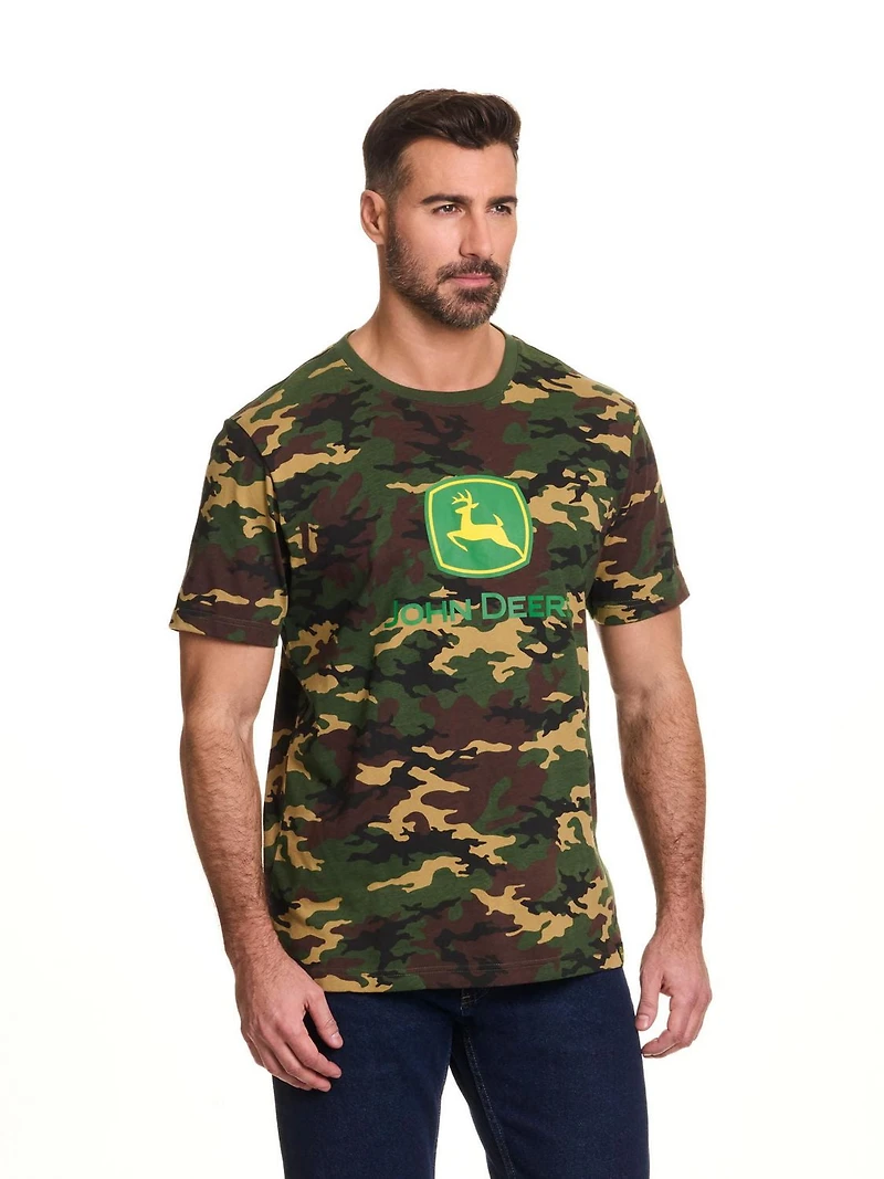 John Deere Men’s Camo Printed Logo Graphic Short Sleeve Tee