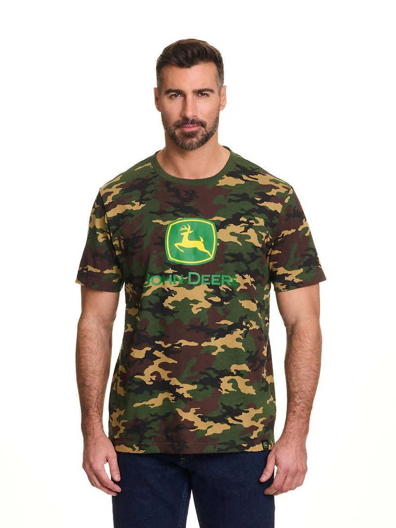 John Deere Men’s Camo Printed Logo Graphic Short Sleeve Tee
