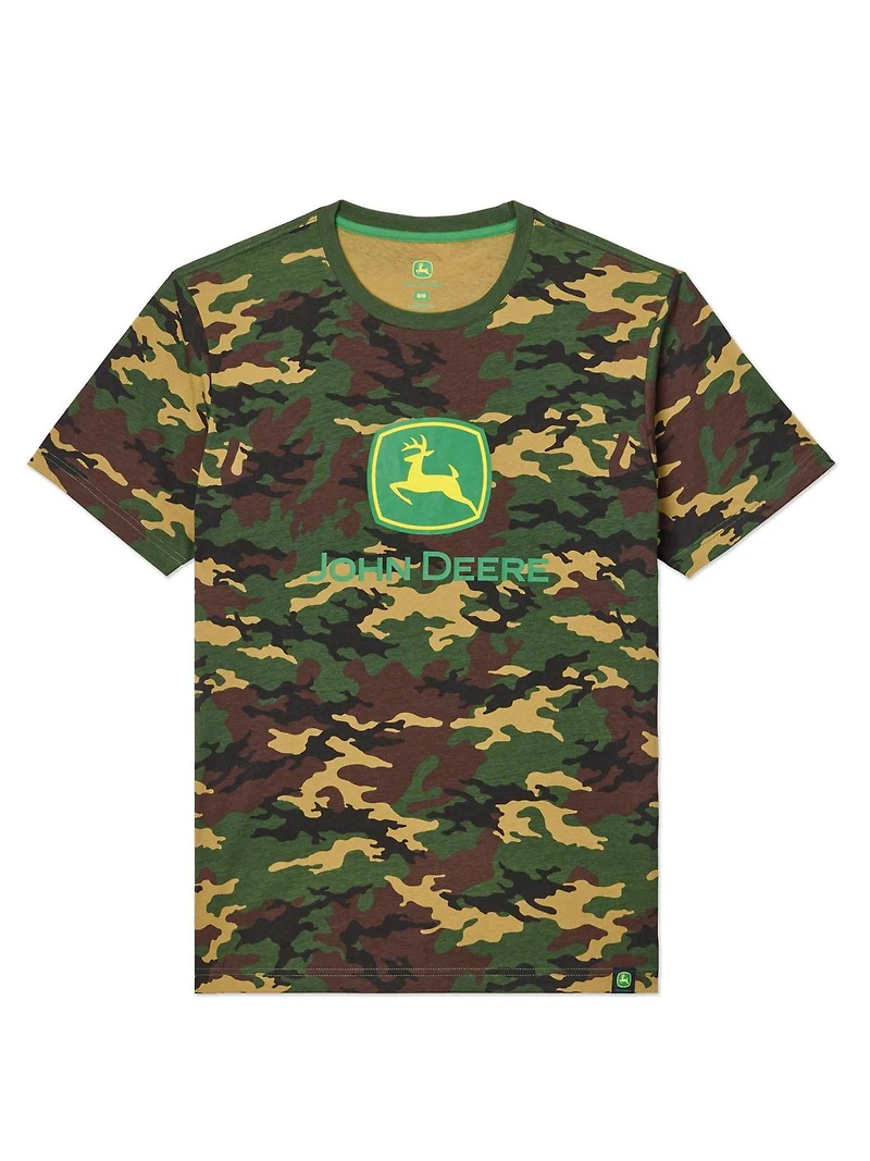 John Deere Men’s Camo Printed Logo Graphic Short Sleeve Tee