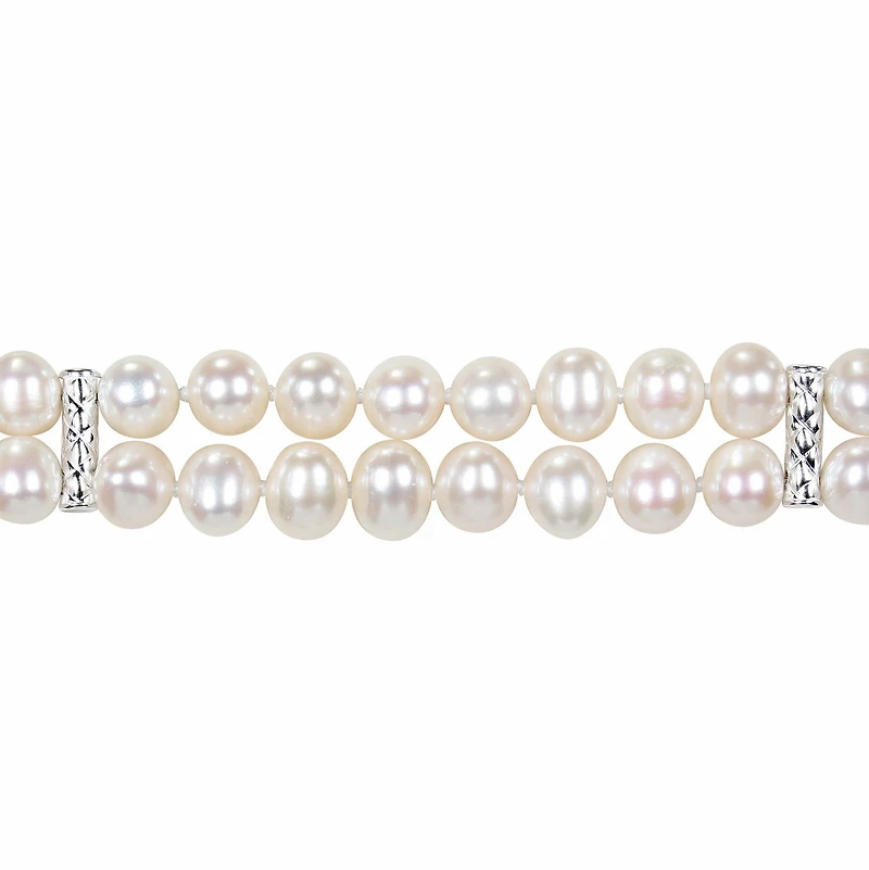Miabella Bracelet avec perles d'eau douce blanches+AV50:AV149e de culture 6-7 mm en argent sterling, 7.5 pouces en longueur